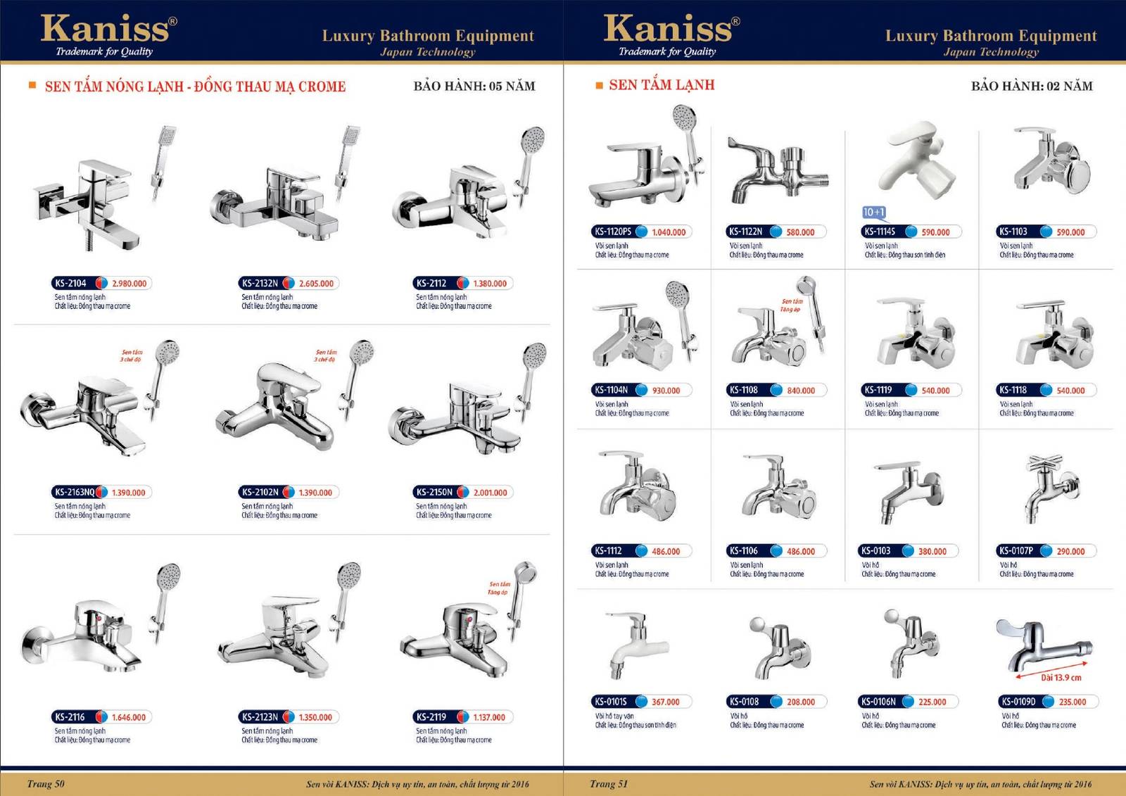 Bảng giá và Catalogue Thiết bị vệ sinh KANISS mới nhất 2025 /Page 26